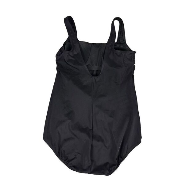 Lands End 12L One-Piece Black Tank Swimsuit - Picture 2 of 7